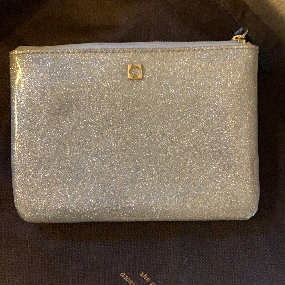 Kate spade glitter pouch. Interior slip pockets